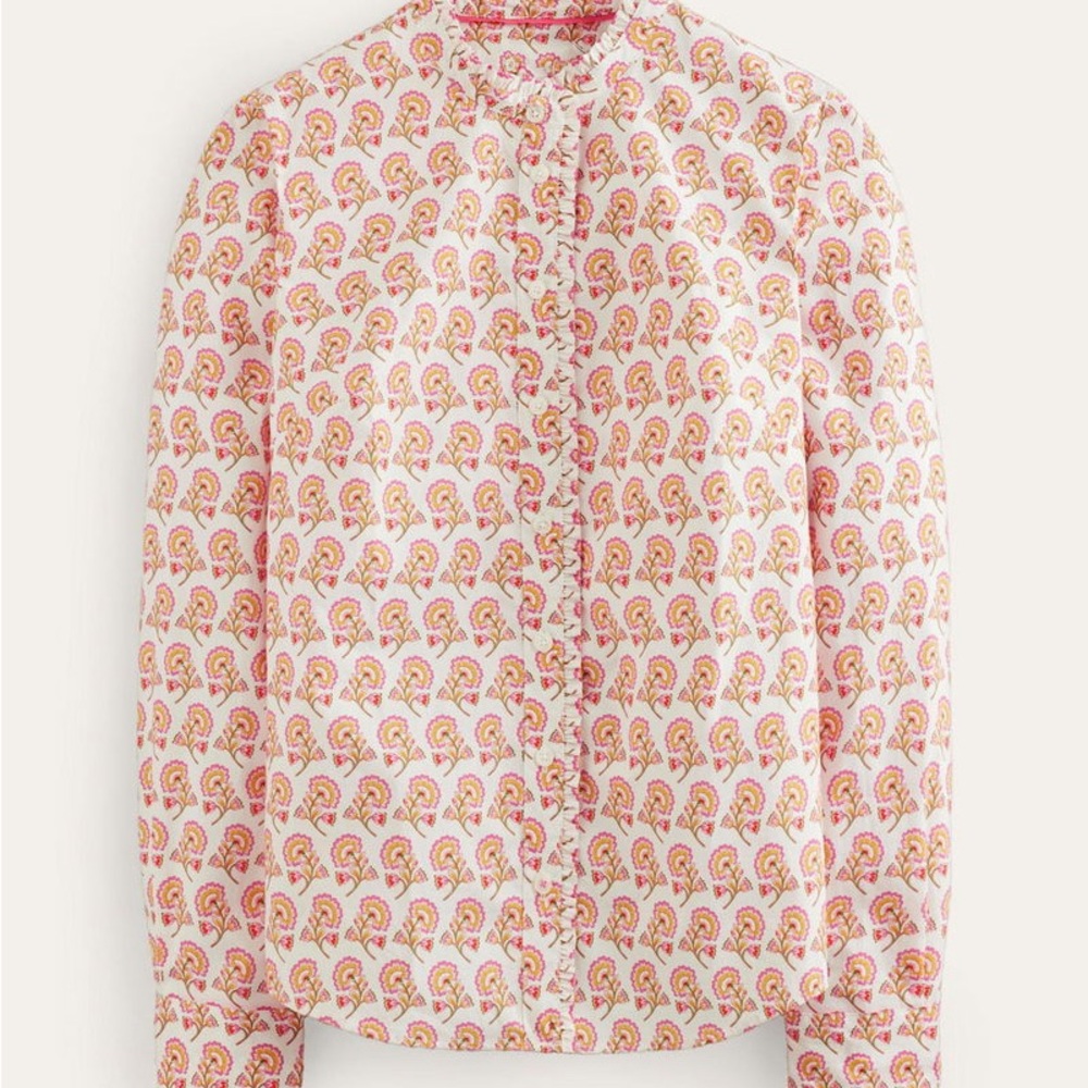 Boden Phoebe Floral Shirt Pink Floral Button-Front Women's - Picture 5 of 14